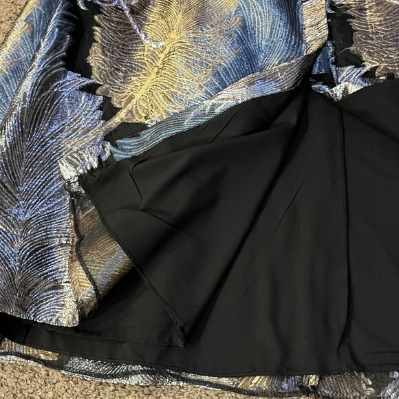 Teri Jon Rickie Freeman Feather Jacquard Full Length Gown Used Formal 4 - Picture 9 of 16